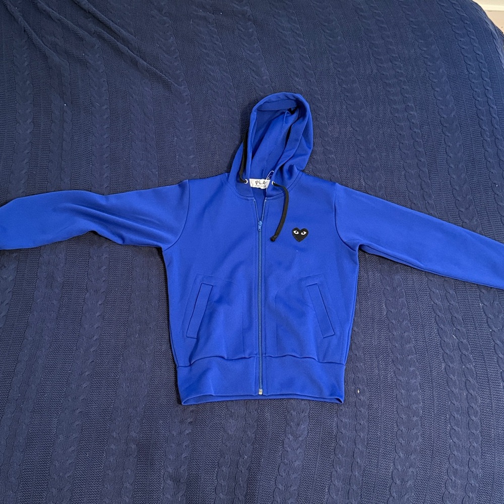 CDG Play Blue Zip Up Hoodie